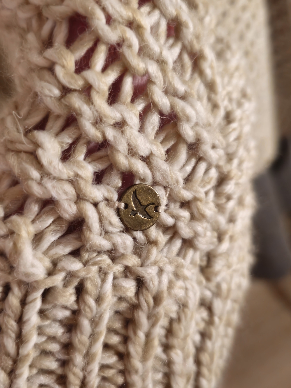 Turtleneck Cable-Knit Poncho Sweater - Beige - Picture 6 of 7